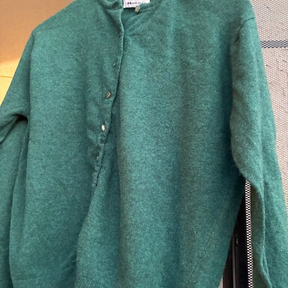 **Vintage** Peters by Harilela's Pure Cashmere Green Cardigan Luxury Knit